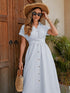 Women's Cotton Shirt Dress - Breathable X-Line Midi Dress With Knotted Waist Detail For A Flattering Fit