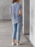 Vertical Striped Button Front, Stylish Short Sleeve Shirt For Spring & Summer, Women's Clothing