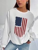 Patriotic Women's Hoodless Sweatshirt- USA Flag Print