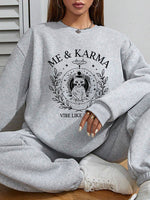Comfortable Women's Hoodless Sweatshirt- Me & Karma Print