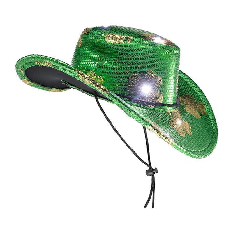 St Patrick's Day Green With Light Cowboy Hat