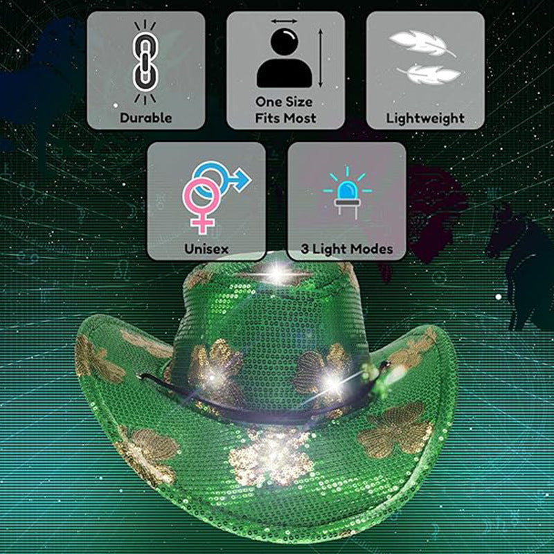 St Patrick's Day Green With Light Cowboy Hat