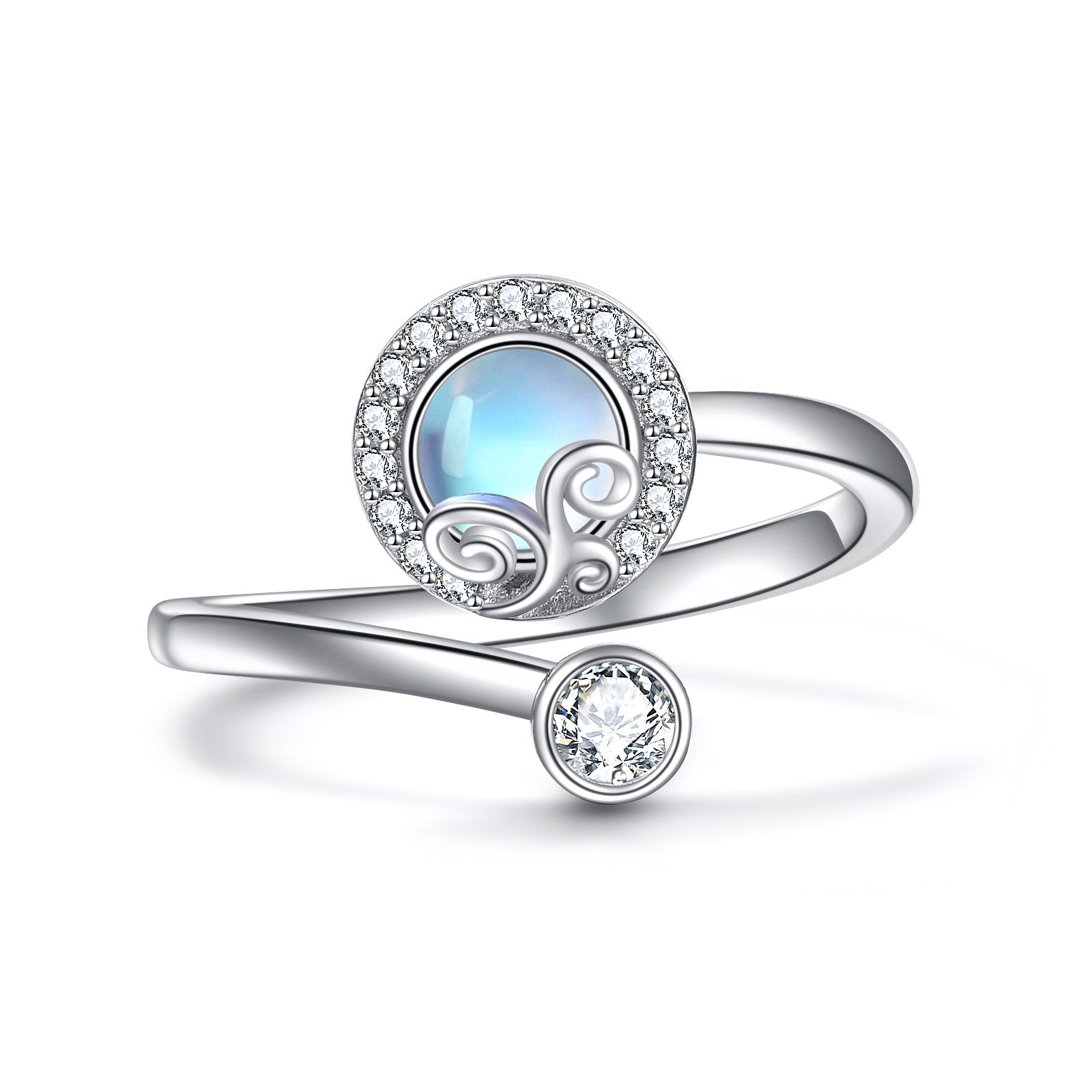 Sterling Silver Moonstone Adjustable Ring