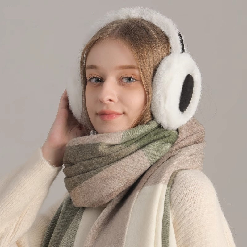 Cute Warm Plush Earmuff Scarf Gloves