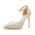Leather Ankle-strap Stilettos High Heels