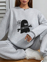 Cute Women's Hoodless Sweatshirt- Ghost Print