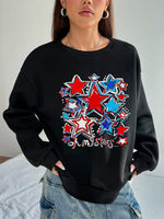 Stylish Women's Hoodless Sweatshirt- Stars Print