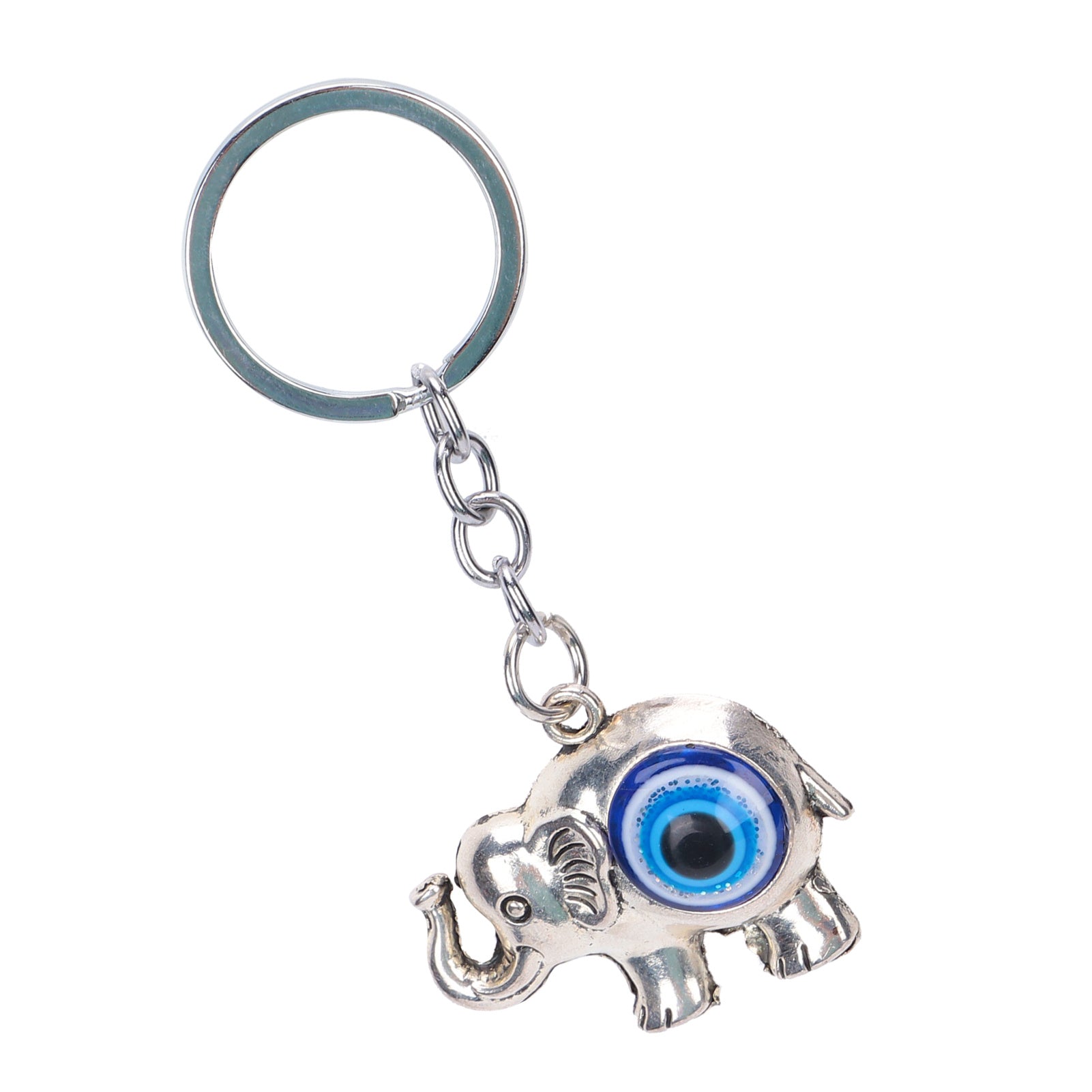 Blue Eyes Keychain Elephant Turkish Style Alloy Colored Glaze Pendant for Ladies Bag Car Interior