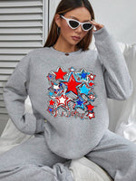Stylish Women's Hoodless Sweatshirt- Stars Print