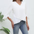 Women's Solid Color V-neck Ruffled Irregular Flared Sleeve Blouse Top