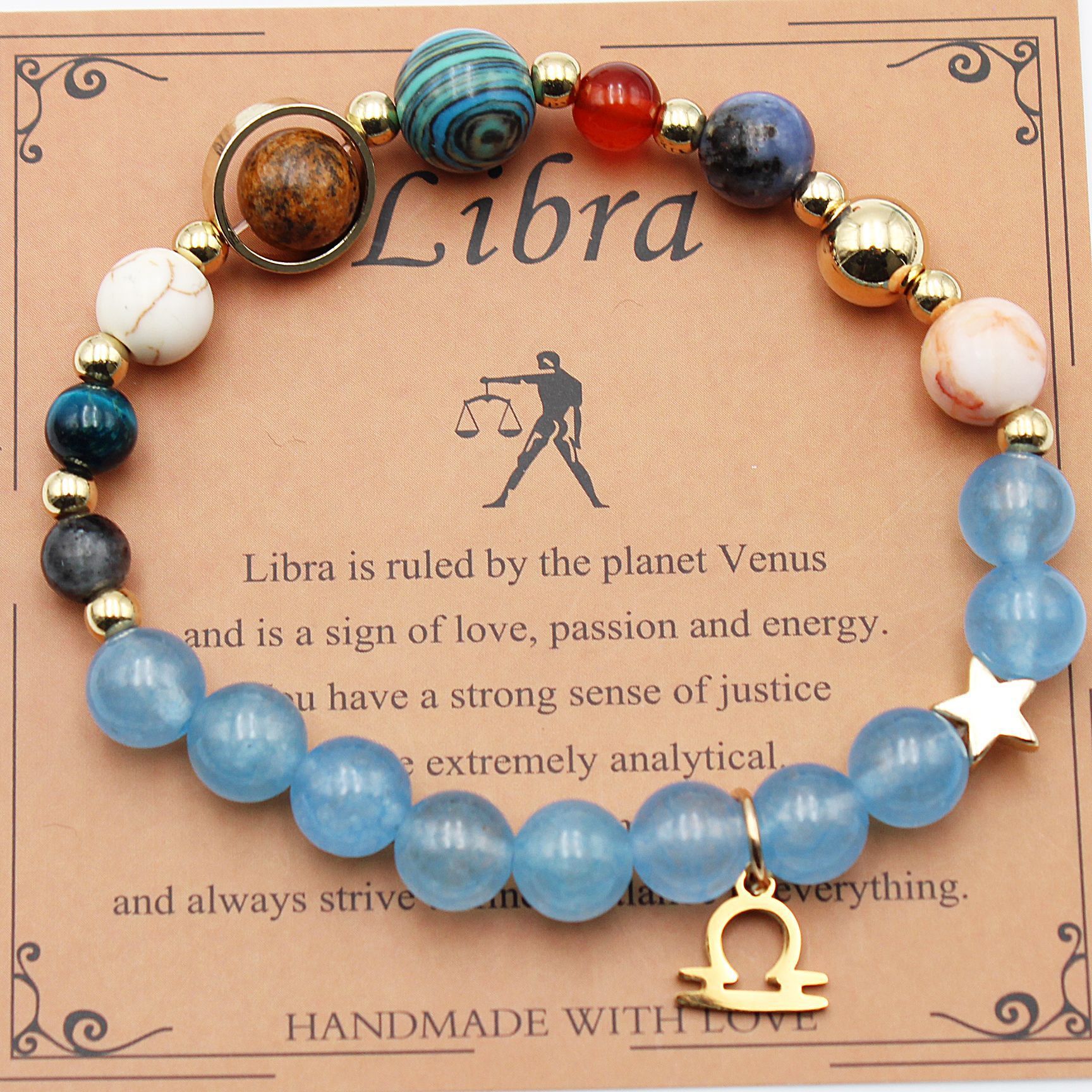 Twelve Constellations Bracelets Natural Stone Beaded Eight Planets