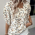 Ladies' Flower Print Asymmetrical Collar Casual Style Short Sleeved Shirt Top