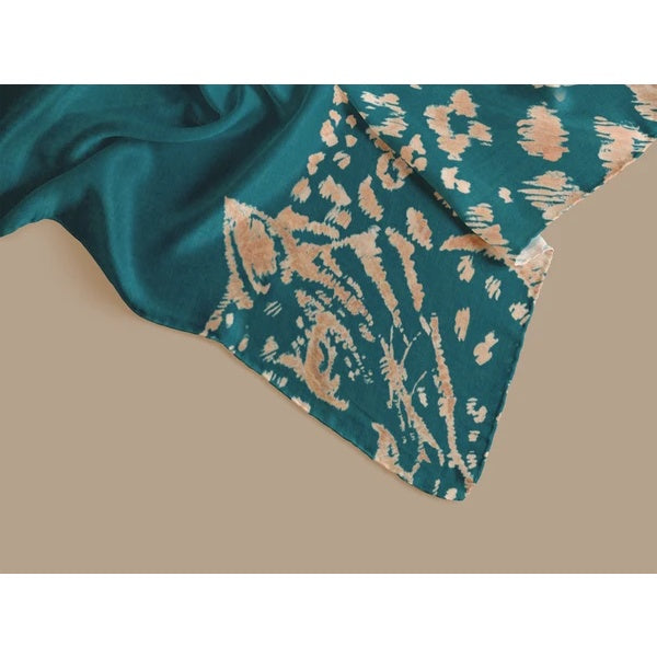 Slim Silk Scarf In Teal